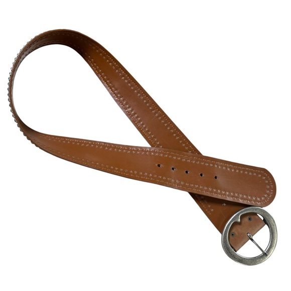 SOLD Vintage Y2K Wide Studded Belt Size Large Brown Genuine Leather Suede - Picture 7 of 10